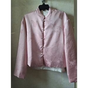 Pink Asian Jacket Floral Print Quilted